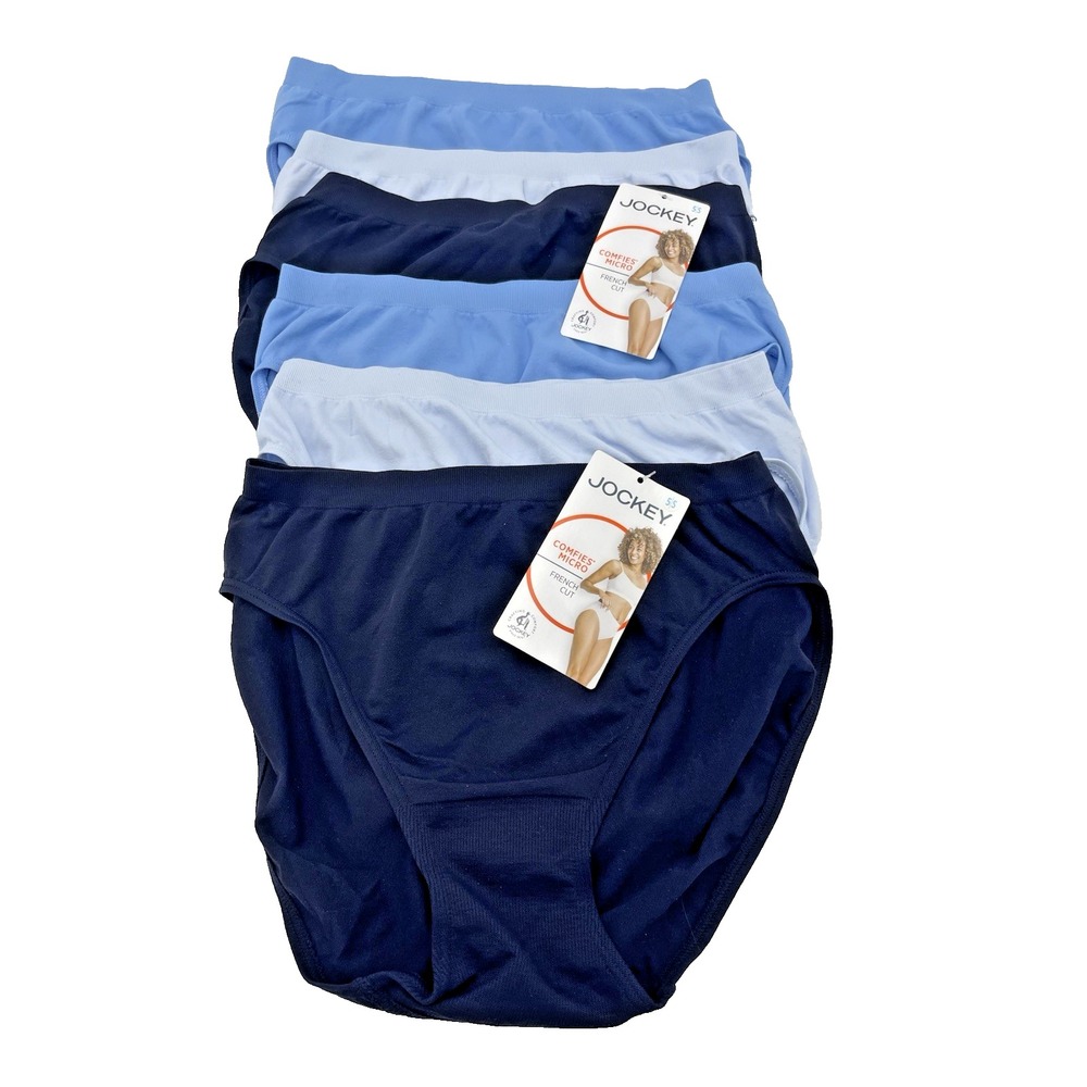 New Jockey Microfiber French Cut‎ 6 pack Briefs Panties sz 5 Comfies Micro Blues